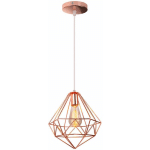 LUSTRE SUSPENSION MODERNE E27 EN FORME DIAMANT LAMPE SUSPENSION DIAMÈTRE 27CM POUR CHAMBRE SALON CUISINE ROSE - OR ROSE