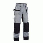 PANTALON DE TRAVAIL 1580 ARTISAN HEAVY WORKER GRIS CLAIR/NOIR C62 - BLAKLADER