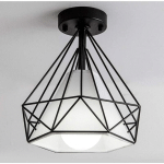 PLAFONNIER INDUSTRIEL DIAMANT E27 POUR CHAMBRE COULOIR SALON BAR NOIR - NOIR