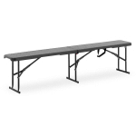 BANC PLIANT DE JARDIN CAMPING EXTÉRIEUR TRANSPORTABLE 183CM NOIR MAX. 300 KG - NOIR