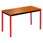 TABLE MODULAIRE DOMINO RECTANGLE - L. 120 X P. 60 CM - PLATEAU TECK - PIEDS ROUGE