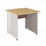 BUREAU DROIT ACTIVITY 2 - L. 80 X P. 80 CM - PLATEAU POIRIER - PIEDS PLEINS 'ALUMINIUM'