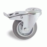 ROULETTE PIVOTANTE À FREIN À ŒIL TOLE GRIS 200 MM- CHARGE 250 KG - ROULEMENTS À ROULEAUX AVL