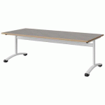TABLE MALIBU 180X80 T3 DL STRA ALAISÉ BÉTON F186/BLC 9016