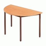 TABLE MODULAIRE DOMINO 1/2 ROND - L. 120 X P. 60 CM - PLATEAU HETRE - PIEDS BRUNS