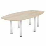 TABLE RÉUNION ELGA PIED TUBE 240X113 CM PLATEAU STRATIFIÉ ACACIA/BLANC - MANUTAN COLLECTIVITÉS