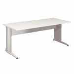 BUREAU DROIT ACTIVITY - L. 180 X P. 80 CM - PLATEAU BLANC - PIEDS L 'ALUMINIUM'