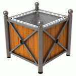 JARDINIÈRE AC/BOIS PROVINCE BOULE 80X80 BAC CHÊ/GRIS PROCITY - PROCITY