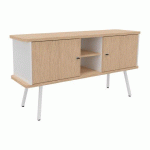 BAHUT LUMYA L 143,5 X P 40 X H 75 CM PIED MÉTAL BLANC 2 PORTES CHÊNE CLAIR