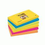 LOT DE 12 - NOTES REPOSITIONNABLES COULEURS CARNIVAL SUPER STICKY POST-IT 76 X 127 MM - BLOC DE 90 FEUILLES