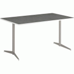 TABLE TAMARIS 120 X80 PL.MÉTAL BROSSÉ/BLANC PIET.SABLE/BLANC - CLEN