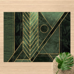 MICASIA - TAPIS EN VINYLE - ELISABETH FREDRIKSSON - GEOMETRIC SHAPES EMERALD GOLD - PAYSAGE 3:4 DIMENSION HXL: 45CM X 60CM