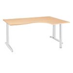 BUREAU COMPACT RETOUR À DROITE ACTUAL - L. 180 X P. 120 CM - PLATEAU HÊTRE - PIEDS L BLANC