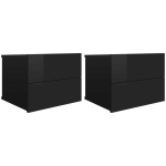 LOT DE 2 TABLES DE CHEVET, TABLES DE NUIT, POUR CHAMBRE SALON COULOIR, NOIR BRILLANT 40 X 30 X 30 CM AGGLOMÉRÉ OIB9555E - NOIR