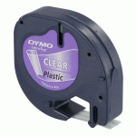 RUBAN ÉTIQUETEUSE PLASTIQUE DYMO LETRATAG S0721610 FOND BLANC ÉCRITURE NOIRE 12 MM X 4 M