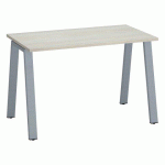 BUREAU DROIT ECLA CHÊNE GRIS L 120 X P 60 CM PIÈTEMENT MÉTAL FINITION ALUMINIUM