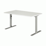 BUREAU DROIT OPTYMA L 140 CM PLATEAU BLANC PIEDS FINITION ALUMINIUM