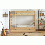 PACK LIT SUPERPOSÉ ALTO + 2 MATELAS  BOIS NATUREL 90X200 CM/OPT:MATELAS FEEVAH HR