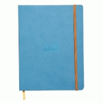 RHODIARAMA CARNET SOUPLE 19X25 CM 160 PAGES LIGNÉ PAPIER IVOIRE 90G FERMETURE ÉLASTIQUE - TURQUOISE