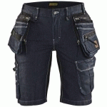 SHORT X1900 ARTISAN DENIM STRETCH 2D FEMME/NOIR TAILLE 50 - BLAKLADER