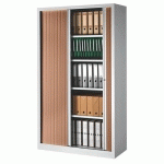ARMOIRE À RIDEAUX MONOBLOC ECO-CONÇUE DÉCOR H 198 X L 100 CM CORPS ALU/RIDEAUX MERISIER