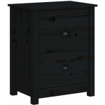 TABLE DE CHEVET NOIR 50X35X61,5 CM BOIS DE PIN MASSIF