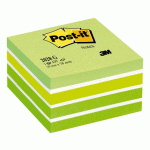 BLOC CUBE REPOSITIONNABLE COULEURS AQUARELLE VERT POST-IT 76 X 76 MM - BLOC DE 450 FEUILLES