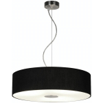 LAMPE SUSPENSION NOIRE 3 FLAMMES LAMPE SUSPENDUE RONDE CHAMBRE SALON LAMPE SUSPENDUE, TEXTILE AVEC VERRE SATINÉ, 3X 11 WATTS LED 1055 LUMENS, 45 CM