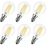 LOT DE 6 AMPOULES LED E14 6W 2700K - REMPLACE 60W, STYLE DE FILAMENT DE LAMPE RUSTIQUE (BLANC CHAUD)