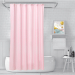 RIDEAU DE DOUCHE EN COTON BIO À TEXTURE UNIE BLUSH 70'X70',ROSE