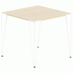TABLE RÉUNION LORI 80 X 80 CM PLATEAU CHÊNE CLAIR PIED BLANC - MBA