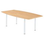 TABLE TONNEAU ACTUAL L. 200 X 100 CM - PLATEAU CHÊNE  - 4 PIEDS CARRÉS BLANC