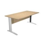 BUREAU DROIT PRONTO PRESTIGE - L.160 X P.80 CM - PLATEAU CHÊNE - PIEDS L CHROME