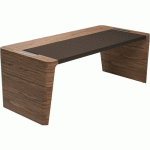 BUREAU X10 190X100X76 NOYER AMÉRICAIN INSERT CUIR MARRON - QUADRIFOGLIO