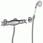 DOUCHE THERMOSTATIQUE DOUCHETTE À MAIN ANTICALCAIRE AVEC SUPPORT ORIENTABLE. FLEXIBLE DOUBLE AGRAFAGE - TRES 24216409