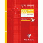 LOT DE 5 - COPIES DOUBLES SOUS ÉTUI 17X22CM 200 PAGES PERFORÉES 2 TROUS GRANDS CARREAUX