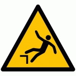 PICTOGRAMME DE DANGER ISO 7010 - CHUTE AVEC DÉNIVELLATION - W008  - PVC - 100 - LOT DE 3