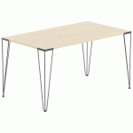 TABLE RÉUNION LORI 120 X 80 CM PLATEAU CHÊNE CLAIR PIED NOIR - MBA