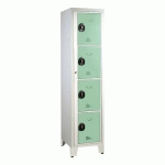 VESTIAIRE VISITABLE LDÉAL COLLÈGE - 1 COLONNE 4 CASIERS MONOBLOC GRIS VERT