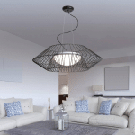 ZAMBELIS SUSPENSION 1545 AVEC ABAT-JOUR CAGE, NOIR MAT