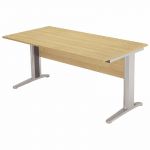 BUREAU DROIT PRONTO - L.160 X P.80 CM - PLATEAU AULNE - PIEDS L ALUMINIUM