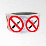 ROULEAU DE PICTOS - INTERDICTION DE VAPOTER - P002 - ISO 7010  - 25 MM