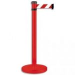 VISO POTEAUX AVEC SANGLE EXTENSIBLE DE 2 M POUR FILE D'ATTENTE - POTEAU D5 CM SOCLE D33 CM  HAUTEUR 98 CM