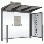 ABRI BUS VENISE 2.50 M 1 VITRINE 1 BARDAGE LAT. GRIS PROCITY - PROCITY
