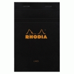 BLOC AGRAFÉ RHODIA N°14 11X17 CM 80 FEUILLETS LIGNÉ 80G - NOIR - LOT DE 10