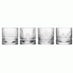 DANDY SET DE 4 VERRES À WHISKY 30 CL AUX RELIEFS DIFFÉRENTS