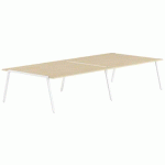 TABLE RÉUNION GARY 360 X 160 CM PIED BLANC PLATEAU CHÊNE CLAIR - MBA
