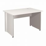 BUREAU DROIT ACTIVITY - L. 120 X P. 80 CM - PLATEAU BLANC - PIEDS PLEINS 'BLANC'