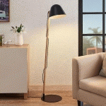 LINDBY TETJA LAMPADAIRE AVEC BARRE EN BOIS, NOIR