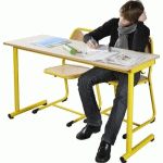 LOT 30 TABLES FIXES RÉCRÉ 70 X 50 + 30 CHAISES ETUDE APPUI SUR TABLE T6 - ROUGE - MANUTAN COLLECTIVITÉS